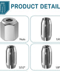 2 Pack Replacement Collet Kit For Spiral Saws And Drywall Cutout Tools One Eighth Inch Compatible With CN1 And DEWALT Durable