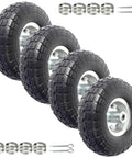 4-Pack 10-Inch Solid Rubber Tire Wheels Replacement 4.10/3.50-4 No Flat With 5/8 Bearings And 2.2 Inch Offset Hub