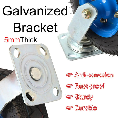 Galvanized bracket for Heavy Duty Swivel Caster Wheels With Brakes For Workbenches And Carts, 5mm thick, anti-corrosion.