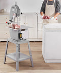 Pro Grade Heavy Duty Electric Meat Bandsaw 1500W Stainless Steel Vertical Bone Cutter With 19.3 By 15 Inch Frame in kitchen setup