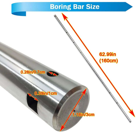 Steel boring bar for portable line boring machine, LT-30, 63in (1600mm) long, 30mm diameter