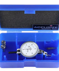 Accusize horizontal test indicator, front view, 1.5 in dial, 0.060 by 0.0005 in range, blue case