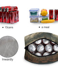 Interior of Desert Cactus Insulated Lunch Bag For Women And Men with 15 cans and meal storage, showing durable 300D and aluminum liner.