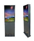 Killer 32 Inch Vertical Touch Screen Digital Signage Display With Slick HD Graphics For Interactive Ads That Goes Hard In Busy Retail Shops And Commercial Spaces Setup, showing front and side views.