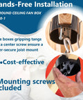 4 Inch Round Ceiling Fan Box Plastic Cable Box with 12 Cu In Capacity and 2-5/8 Inch Depth, saddle type with wires