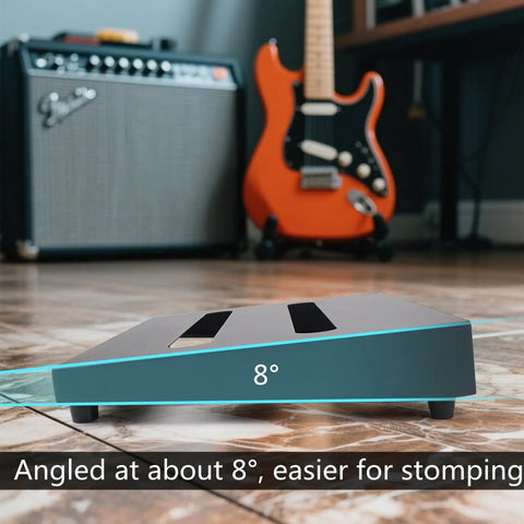 Sturdy 14 By 10.6 Inch Guitar Pedal Board With Carry Bag Angled Eight Degrees For Easy Access Fits Six To Eight Effects Pedals