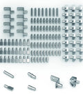 120 Piece Shelf Support Pegs Kit With Nickel Plated Pins, 6 Styles Iron Shelf Pins neatly organized on a white background