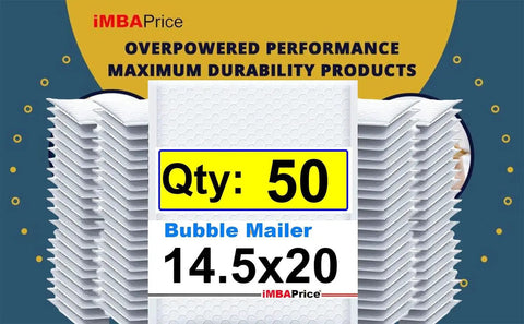 Large 14.5x20 Inches White Poly Bubble Mailers 50 Pack Self Seal Padded Envelopes Size 7 Bubble Lined Shipping Mailers Heavy Duty Protection for Safe Transit Daily, stacked bubble mailers with labels.
