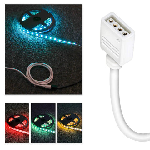 2 Pack 5M RGB LED Strip Extension Cable With 4 Pin Solderless Connector Kit 16.4 Feet 4 Male Pin Jumpers for 5050 3528 RGB Light Strips