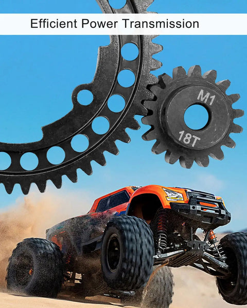 RC Spur Gear Set 54T 18T Pinion for Traxxas X Maxx XO1 Revo 2.0 VXL, truck and gear detail, efficient power transmission