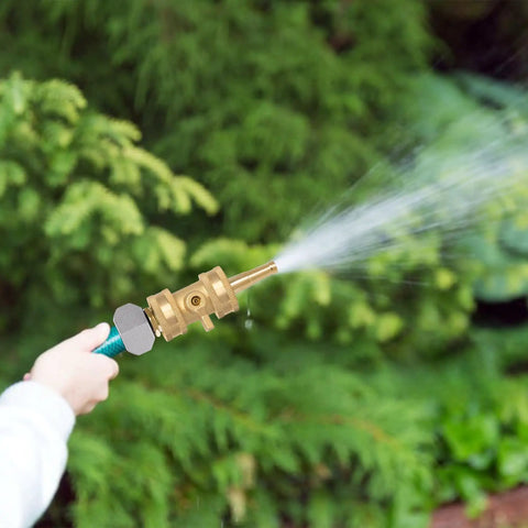Two Pack Heavy Duty Brass Hose Nozzles With Two Shutoff Valves High Pressure Jet Nozzles Three Quarter Inch GHT Fittings Built Tough for garden use
