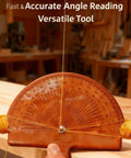 Professional Grade Battery Free Wood Angle Finder With Engraved Degree Scale And String Alignment Setup for precise angle measurement.