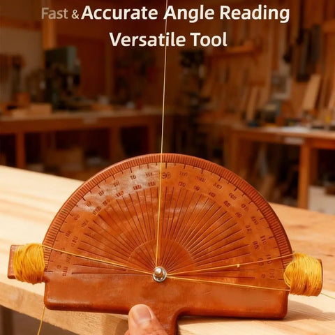 Professional Grade Battery Free Wood Angle Finder With Engraved Degree Scale And String Alignment Setup for precise angle measurement.