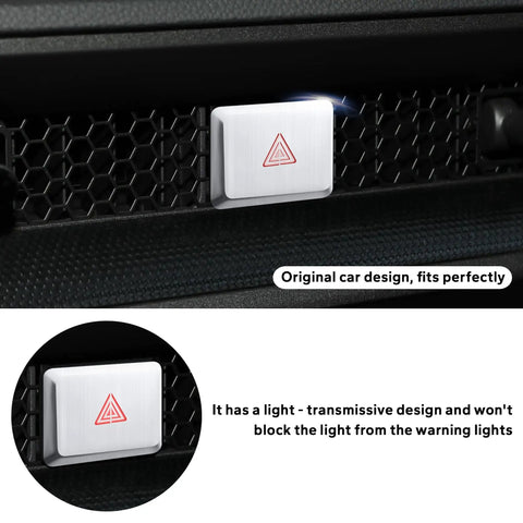 Hazard Warning Light Push Button Cover For Honda Civic CRV HRV Accord Integra 2022 2025 Silver Aluminum Alloy Trim Close-up