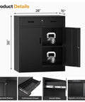 Heavy Duty 36 Inch Locking Metal Storage Cabinet With One Drawer And Adjustable Shelves For Home Garage Office School And Warehouse Durable Steel Scratch Resistant And Easy To Clean, 36x28x16 in