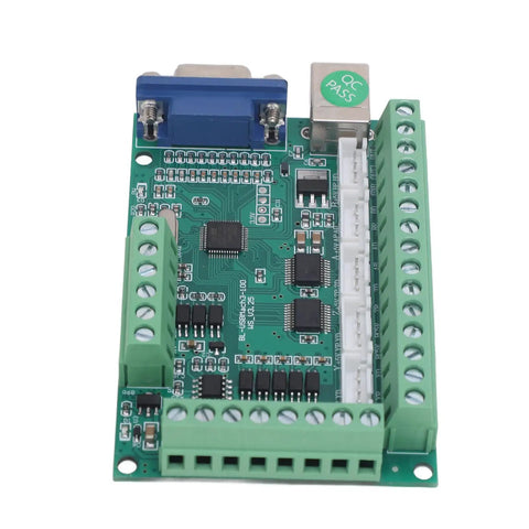 5 Axis USB Motion Control Card Kit With Z Probe And CNC Carving Engraving Milling, 12V To 24V Power, Broad Compatibility, Optocoupler Isolation, Versatile Controller Board For Milling Machines And DIY CNC Projects; green PCB with screw terminals