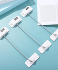 3 Piece Abs Window Locks With Coded Lock No Tool Needed Install Kidproof Security For Freezer And Cabinets, shown in white against blue.