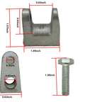 Three Eighths Inch Metal Beam C Clamp For Wall Ceiling Flange Mounts Galvanized with dimensions, bolt shown