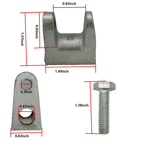 Three Eighths Inch Metal Beam C Clamp For Wall Ceiling Flange Mounts Galvanized with dimensions, bolt shown