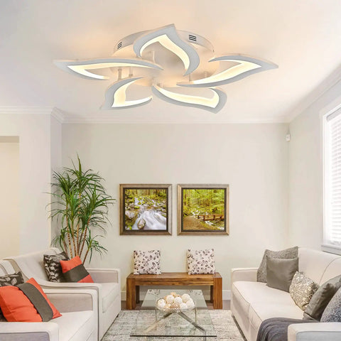 Modern Five Head Dimmable LED Ceiling Light With Remote Control Three Color Temperatures And Timer Easy Install For Bedroom Living Room Kitchen Stylish Minimal Boss Vibe Lighting