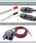 Solar Cable Entry Gland With 10Ft 10AWG Extension Cord For RV Roof Mount MC4 Connectors, tinned copper wires