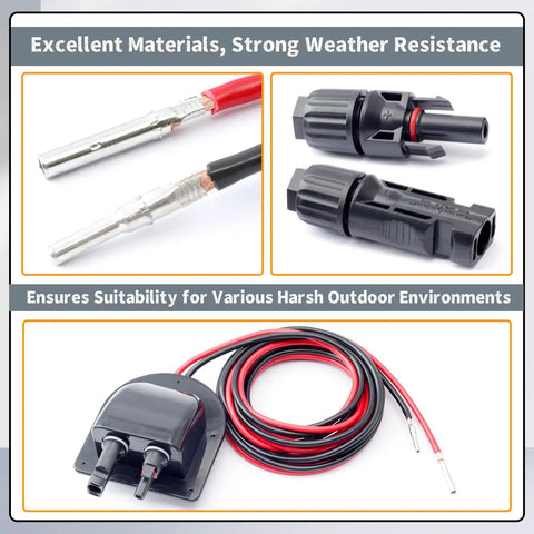 Solar Cable Entry Gland With 10Ft 10AWG Extension Cord For RV Roof Mount MC4 Connectors, tinned copper wires
