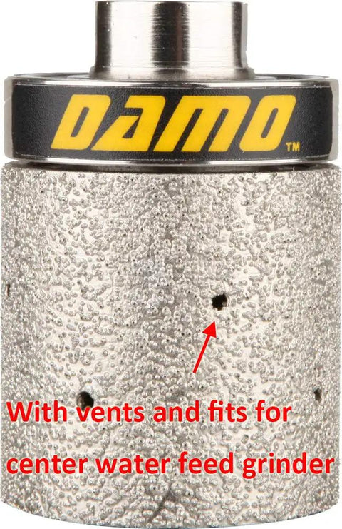2x2-Inch 90 Degree Diamond Grinding Drum Wheel Coarse Grit With 5/8-11 Thread For Shaping Inside Circles Arcs And Sink Hole Cutouts Vacuum Brazed Tech For Granite Concrete And Marble Edges Wet Or Dry Use Up To 4000 RPM