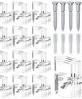 Foolproof Mirror Holder Kit Boasting 22 Slick Clear Plastic Clips With Heavy Duty Screws Crafted For 3 16 Inches Of Glass Panels And Hassle Free Door Framing Installations featuring 22 plastic clips and screws.