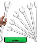 Six Piece Large Wrench Set With Long Box End Wrenches Ranging From 15/16 Inch To 1 1/4 Inch Including Rolling Pouch, CR V Steel