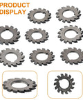 8 Pc Gear Cutter Set In High Speed Steel For Milling Machines, 20 Degree Pressure Angle, disk-shaped cutters with 18 teeth shown