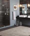Arris Modern Double Robe Hook Chrome Finish For Bathroom Or Kitchen, Space Saving Towel And Robe Hanger near dual sinks