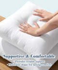 Hands pressing on 20x20 Outdoor Pillow Inserts Set Of 2 With Waterproof Fabric Down Alternative Cushions, showing plush support