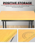 Foldable 39.4 Inch Workbench With Built In Measuring Tape And Angle Finder, showcasing top surface with ruler and protractor.