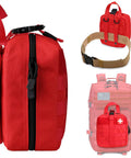 Red LIVANS 1000D first aid bag with MOLLE webbing and zippered compartments; tactical medical pouch