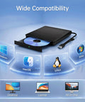 External Blu Ray Drive With Read And Burn Support 3D Blu Ray Burner For PC USB 3.0 High Speed Optical Drive For CDs DVDs And Blu Rays Plug And Play Portable Writer For Windows And Mac, black external drive