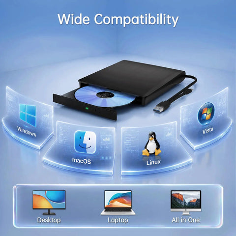 External Blu Ray Drive With Read And Burn Support 3D Blu Ray Burner For PC USB 3.0 High Speed Optical Drive For CDs DVDs And Blu Rays Plug And Play Portable Writer For Windows And Mac, black external drive