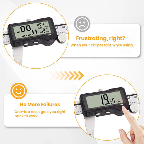 Rechargeable Digital Caliper With Auto Off, One Key Reset, And mm In F Conversion, 6 Inch Measuring Tool with big display and reset feature