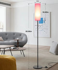 Pink Shade Floor Lamp For Living Room And Bedroom, Tall 65 Inch Standing Lamp With Black Iron Pole in modern space