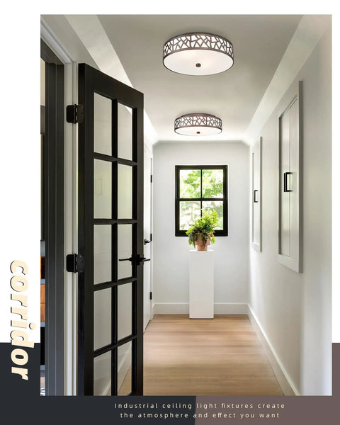 Two Light Vintage Flush Mount Ceiling Light With Frosted Glass Shade In Oil Rubbed Bronze For Hallway Kitchen Bathroom And Bedroom A 12 Inch Ceiling Fixture That Delivers Classic Warm Ambience And Clean Modern Look in hallway