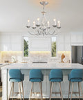 Vintage Farmhouse Crystal Branch Chandelier Bronze 9 Light Rustic Pendant Lights in a modern kitchen setting