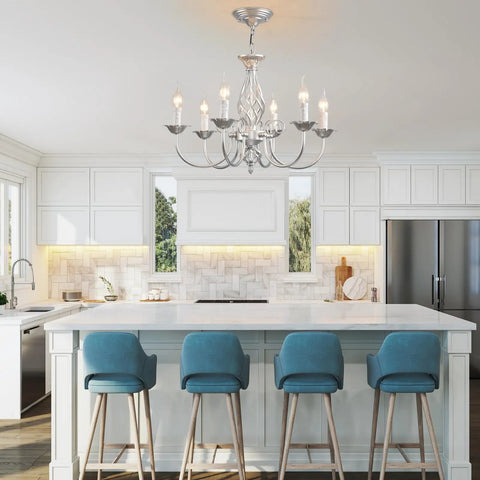 Vintage Farmhouse Crystal Branch Chandelier Bronze 9 Light Rustic Pendant Lights in a modern kitchen setting
