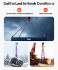 Two Pack Two Leg Lifting Slings With Hooks, 4400 Lb Capacity Heavy Duty Polyester Rigging Straps in various conditions: rain, snow, mud