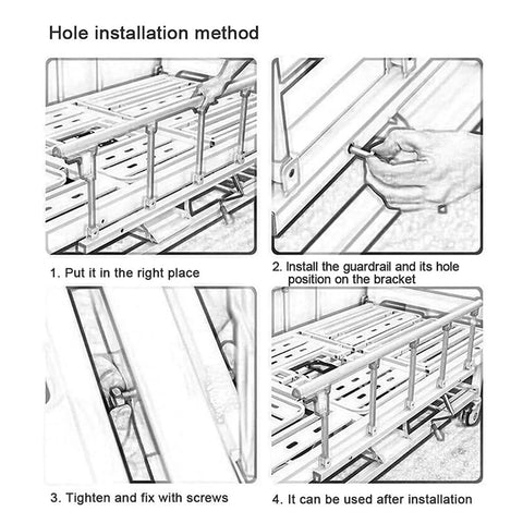 Installation steps for Sturdy Bed Assist Rail For Seniors One Hand Folding Bed Guard With Anti Touch Button.
