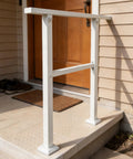 Rock Solid Galvanized Steel Stair Railing With Adjustable Outdoor Handrail Designed For One Or Two Steps Featuring Corrosion Resistant Finish And Quick Install For Front Porches at entrance.