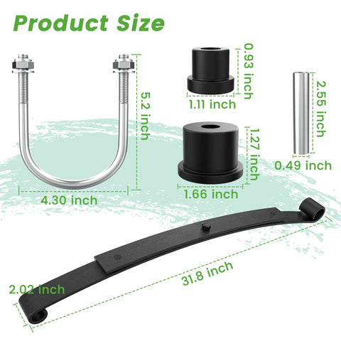 Heavy Duty Tapered Rear Leaf Springs Kit 2 Leaf for EZGO RXV 2008 2013 With Bushings U Bolts Nuts Sleeves OEM 603498 604494
