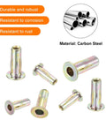 Multi Grip M4 Rivet Nuts Kit With Flat Head Carbon Steel Pre Bulbed Shank Threaded Insert Nuts Zinc Plated Finish 26 Pcs Uxcell