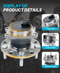 2 Pack Rear Wheel Bearing Hub Assembly Fits Avenger Caliber 2007-2012, Compass Patriot 2007-2017, 5 lug top front bottom view