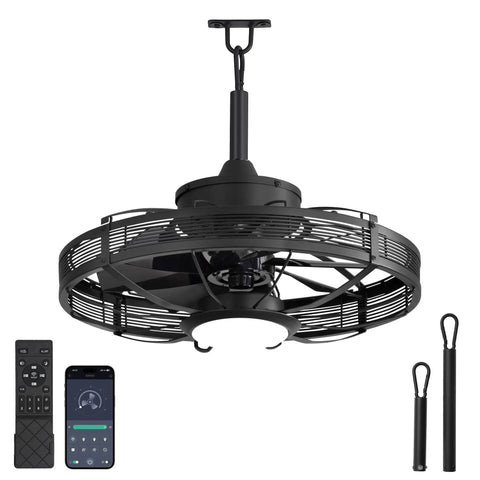 20 Inch Outdoor Ceiling Fan With Lights For Gazebos And Patios IP65 Waterproof Caged Ceiling Fan With Plug In Installation Remote And App