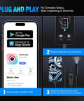 HD Endoscope Camera With Light For Tight Spaces 16.4ft Wiring Harness 7.9mm Slim Probe 1920P Borescope Inspection Camera With 8 Adjustable LEDs IP67 Waterproof Plug And Play for app setup and device connection