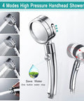 High Pressure 10 Inch Square Rain Shower Head Combo With Handheld Spray And 78 Inch Hose showing four spray modes